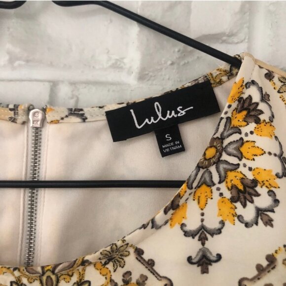 Lulu's Yellow Floral Bandana Sheath Mini Dress S - Picture 5 of 8